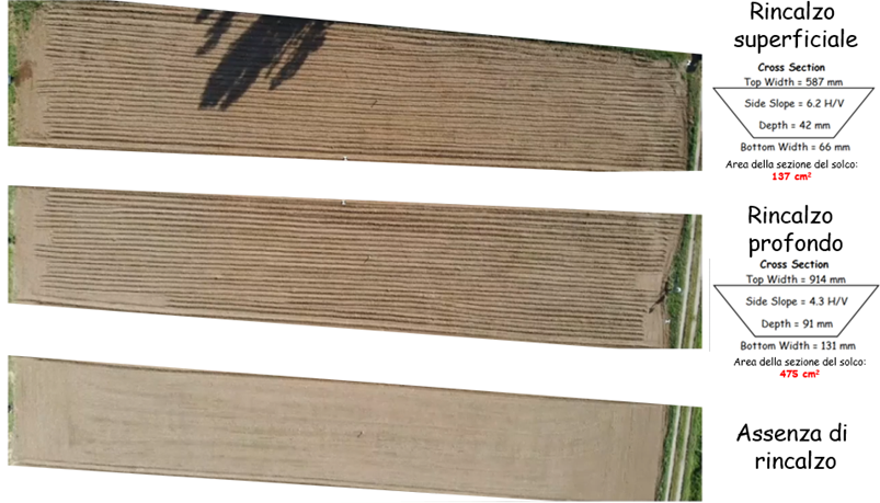 Fig. 1- Geometria dei plot sperimentali in funzione della sistemazione del terreno